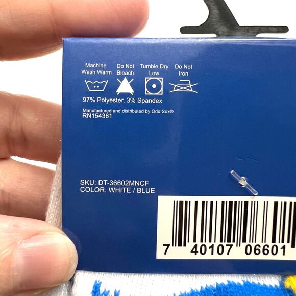 Odd Sox Unisex Kraft Mac and Cheese Novelty Crew Socks Retro Funny Blue Yellow - Picture 5 of 9